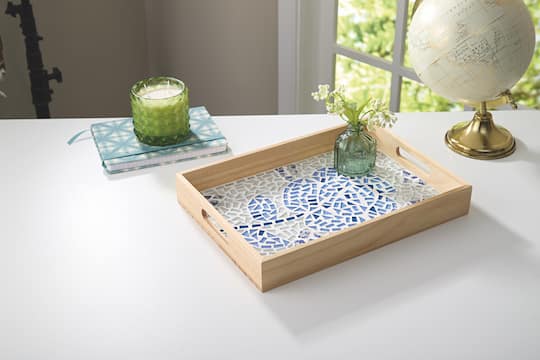 10" x 14" Blue Flower Mosaic Tray Kit by Make Market®